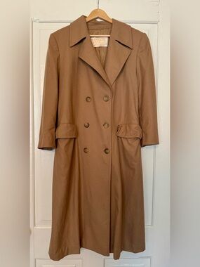Vintage Pendleton Brown Double-Breasted  Virgin Wool Trench Coat
